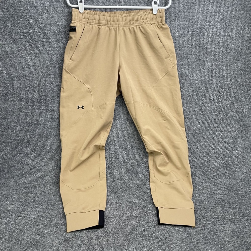Under Armour Unstoppable Joggers Womens Sz S Khaki Stretch Woven Pants 1376926